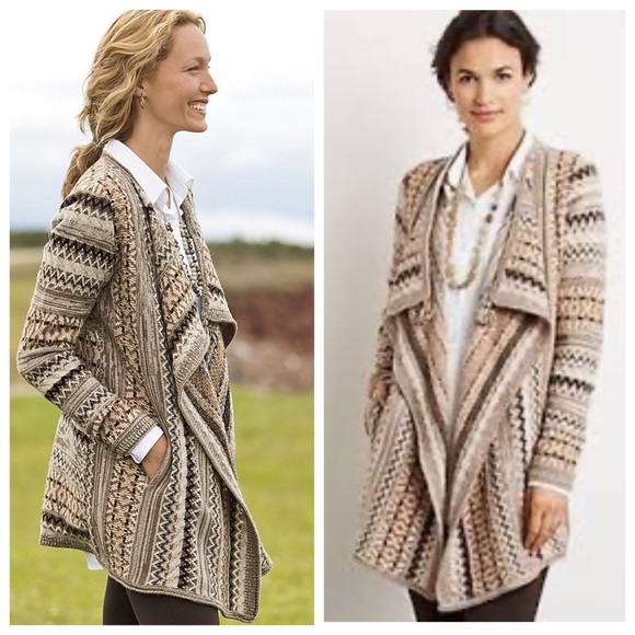 J. Jill Nordic Knit Open Front Draped Cardigan - Picture 2 of 10